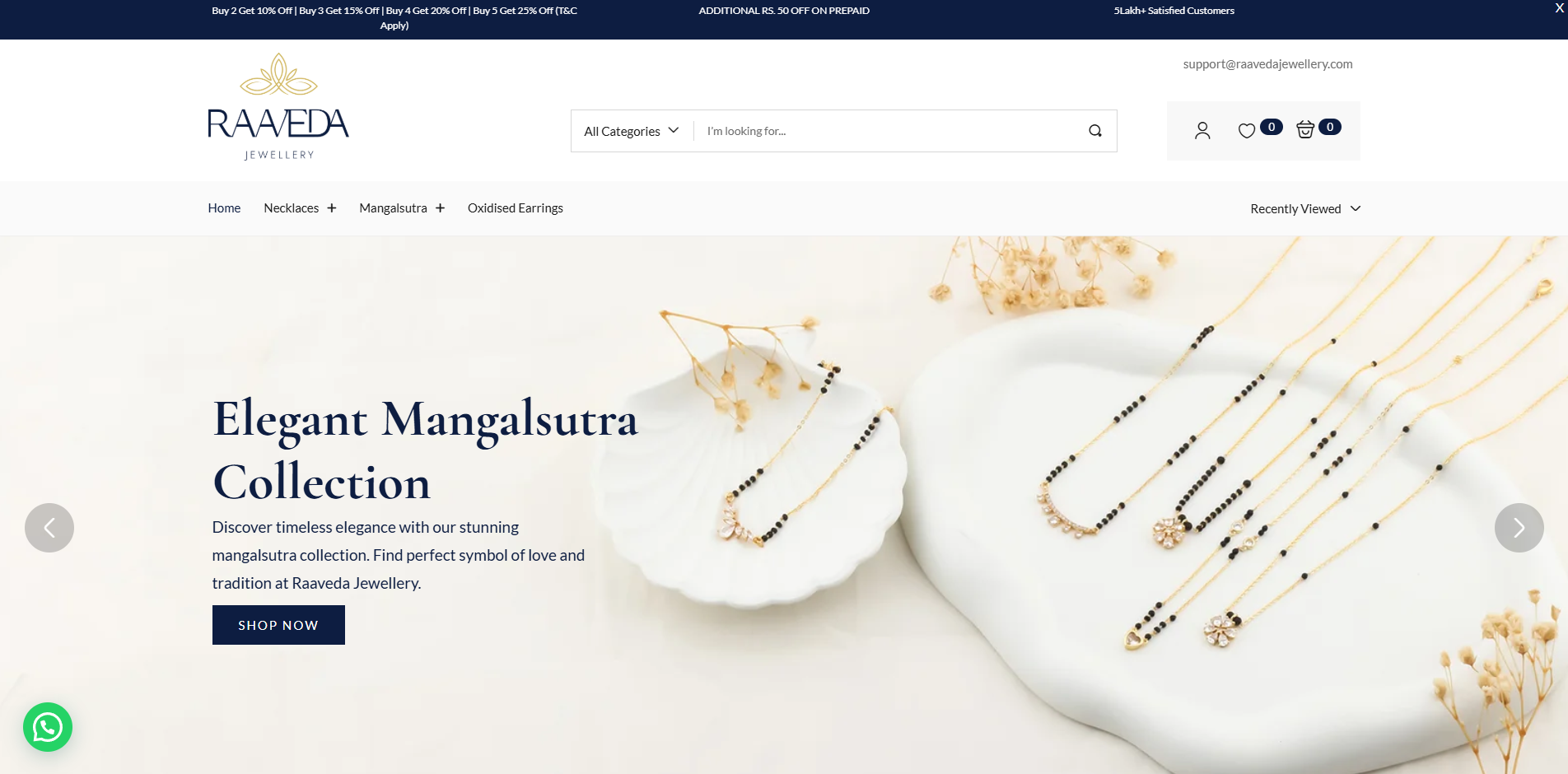 Raaveda Jewellery website